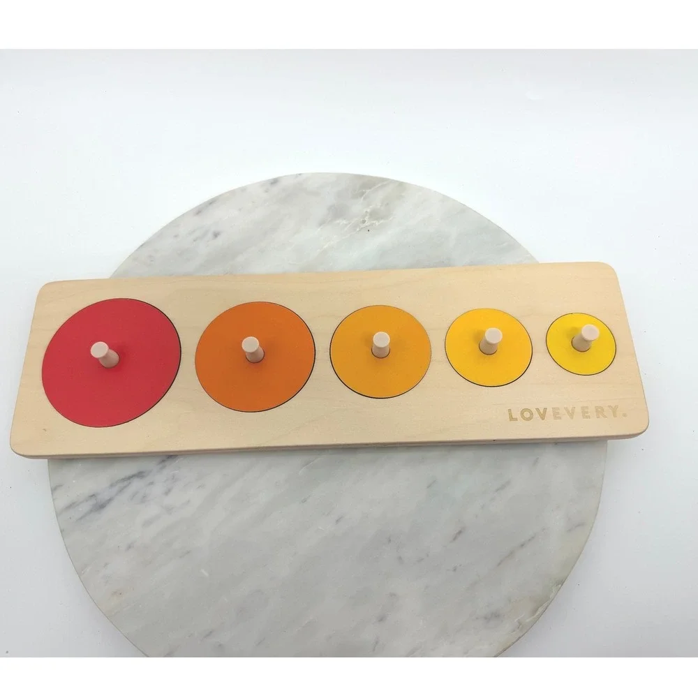 Lovevery Friends of All Shapes Wooden Peg Puzzle Toddler Montessori Toy Multi